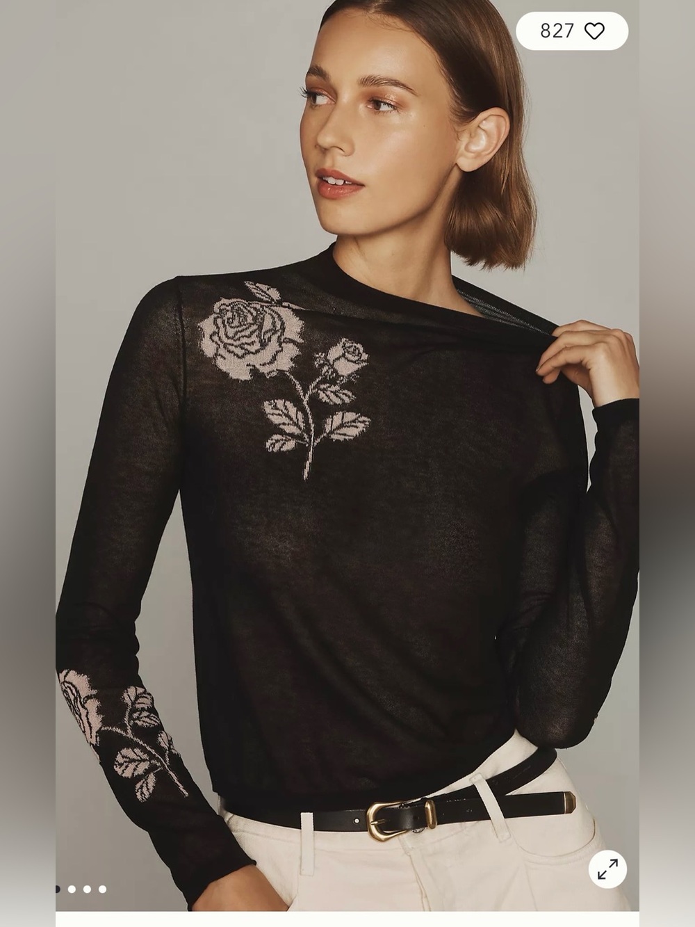 Anthropologie Maeve Sheer Floral Sweater